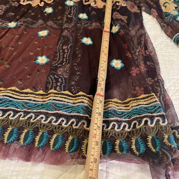 Johnny Was Women Renley Mesh Embroidered Blouse Large Sheer Floral MSRP $305 NWT - Picture 11 of 13